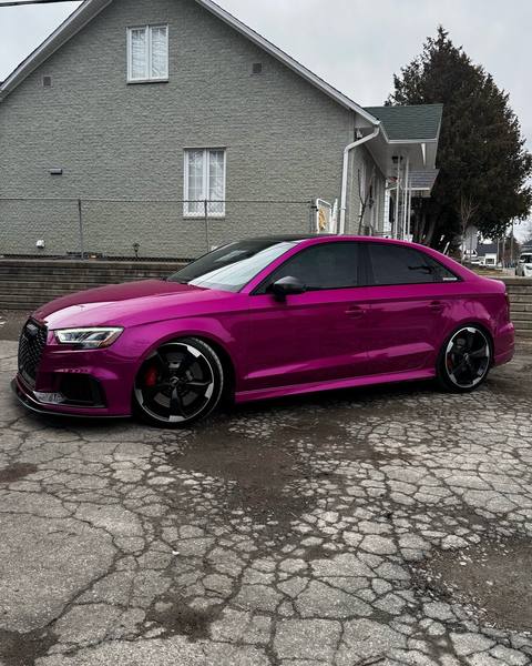 Audi RS3 in gloss magenta vinyl wrap